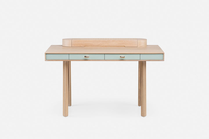 WHITE OILED OAK & LAGOON GLOSS HDF (+ ELLIOT DESK STORAGE)