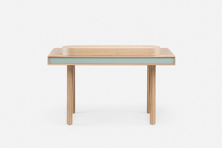 WHITE OILED OAK & LAGOON GLOSS HDF (+ ELLIOT DESK STORAGE)