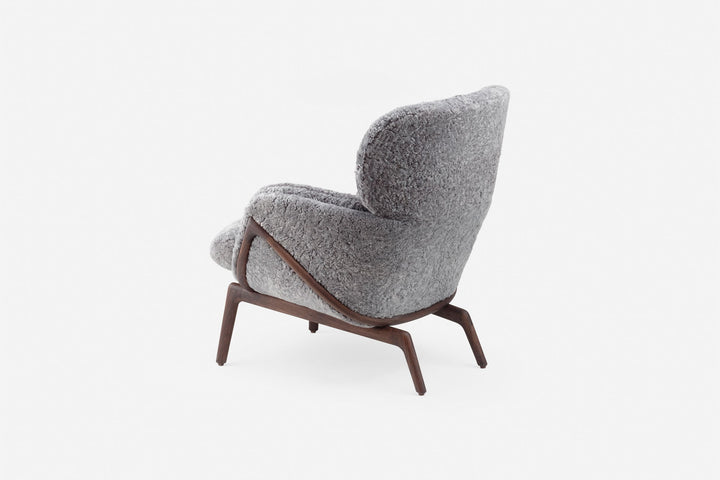 BLACK OILED WALNUT & SCANDINAVIAN GREY CURLY SHEEPSKIN