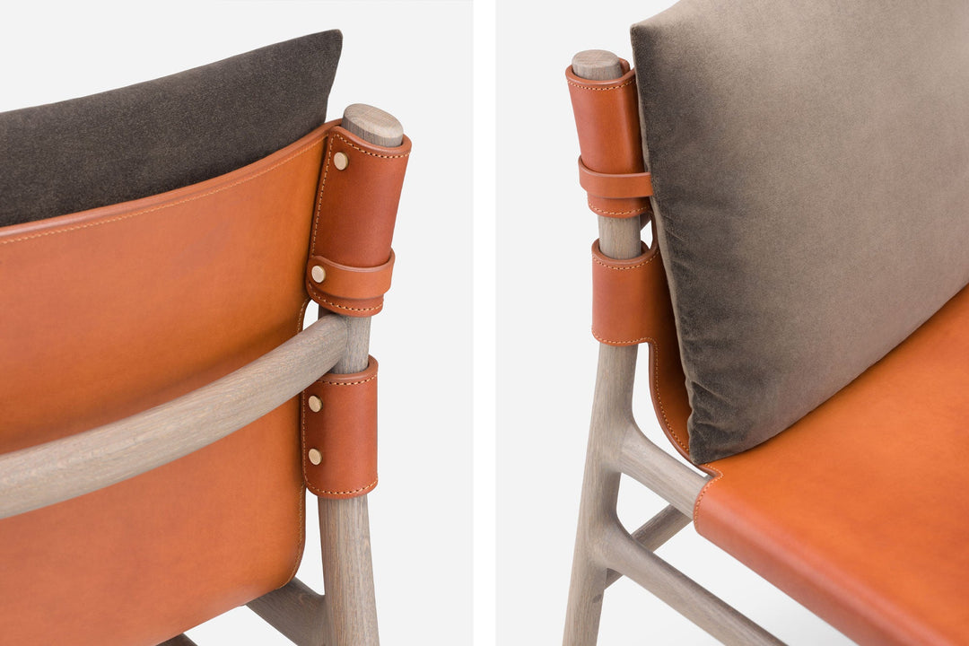 OXIDISED OAK & DARK TAN LEATHER & BALBOA 29 FABRIC