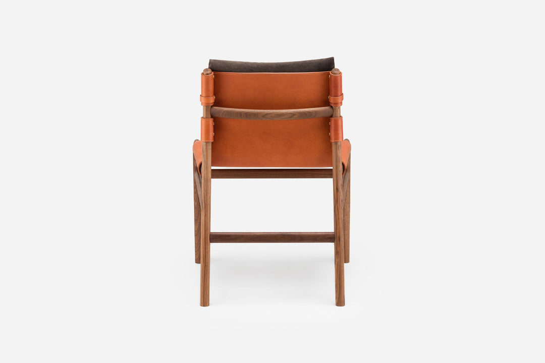 DANISH OILED WALNUT & DARK TAN LEATHER & BALBOA 29 FABRIC