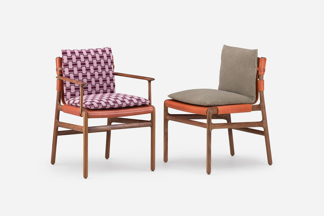 DANISH OILED WALNUT & DARK TAN LEATHER & ZADE 660 (+ SELA ARMLESS DINING CHAIR)