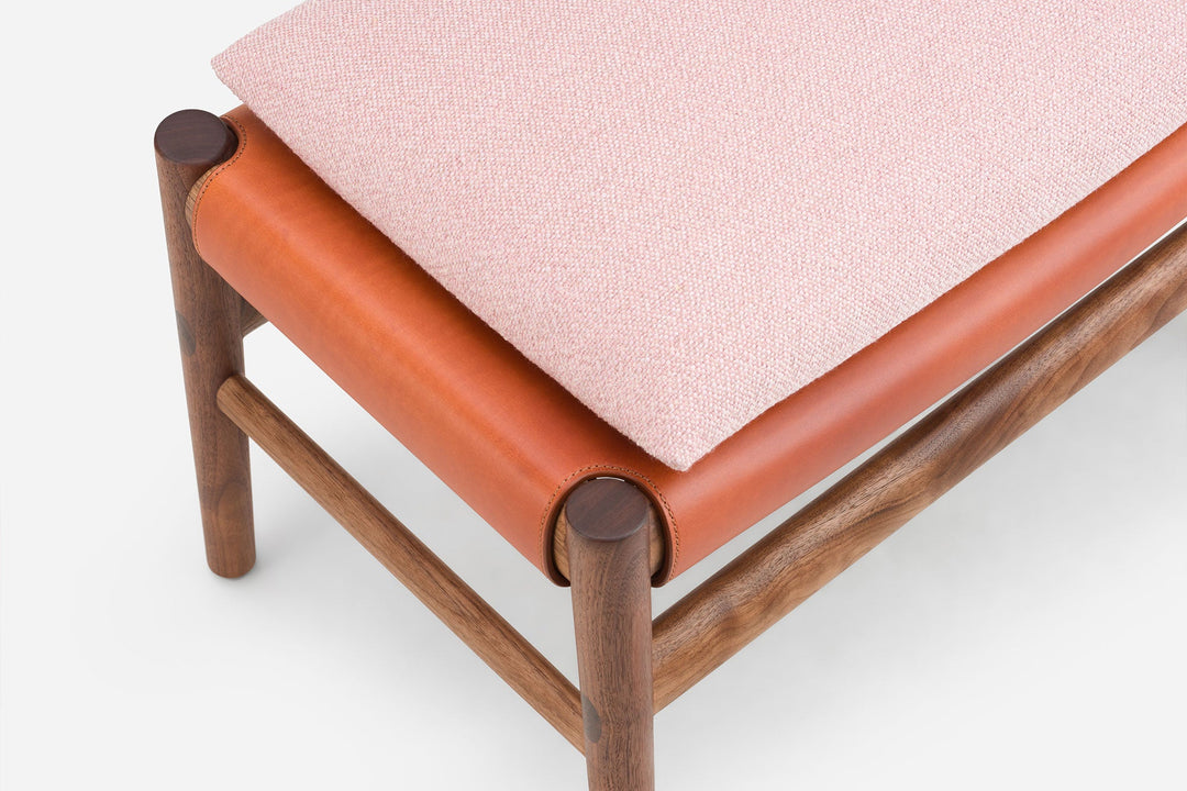 DANISH OILED WALNUT & DARK TAN LEATHER & ECRITURE 640 FABRIC