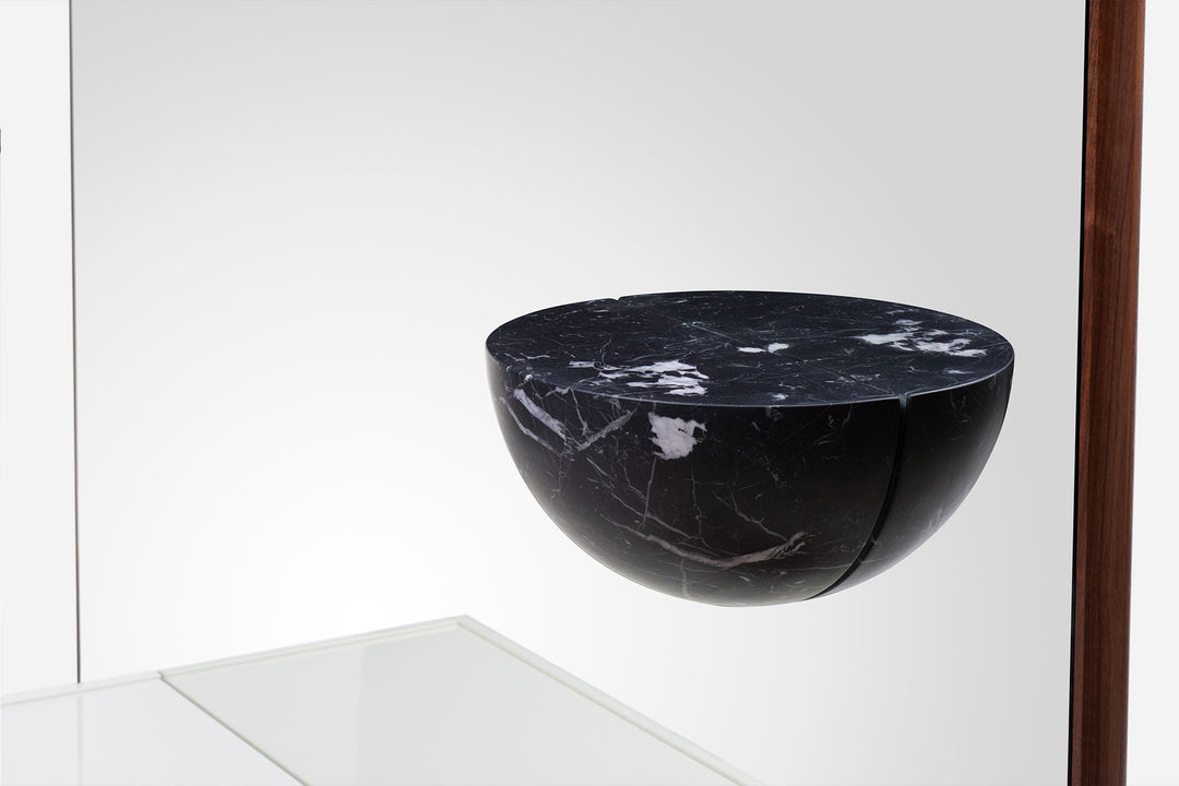 DANISH OILED WALNUT & WHITE GLOSS LACQUER & BLACK MARQUINA MARBLE