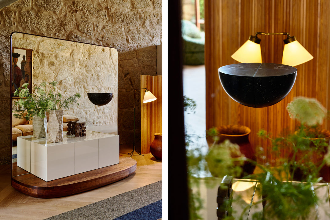 DANISH OILED WALNUT & WHITE GLOSS LACQUER & BLACK MARQUINA MARBLE