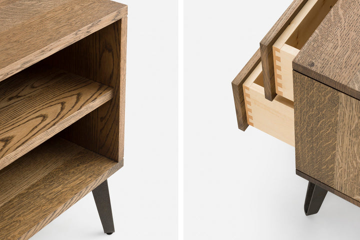 BLACK OILED OAK & CAST IRON