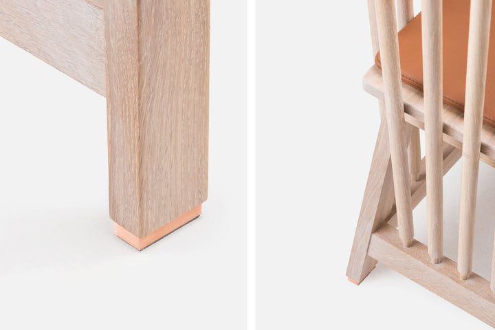 WHITE OILED OAK  (+ OPTIONAL SEAT PAD IN BROWN NATURAL GRAIN LEATHER)