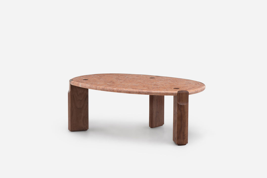 ROSA NEGRAIS MARBLE & DANISH OILED WALNUT (MODEL: SIM, H 40 CM)