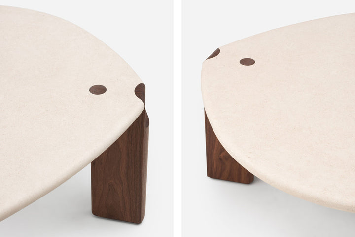 ATAIJA CREME LIMESTONE & DANISH OILED WALNUT (MODEL: MJM, H 45 CM)