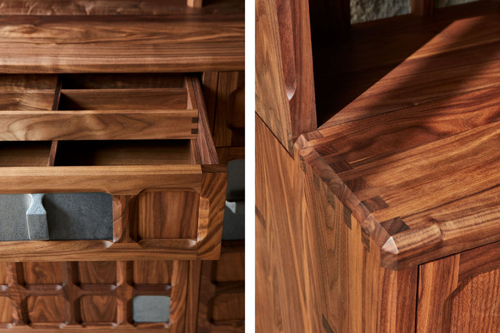 DANISH OILED WALNUT & GREY CERAMIC & CATARINA RICCABONA PANELS (MODEL: LFN)