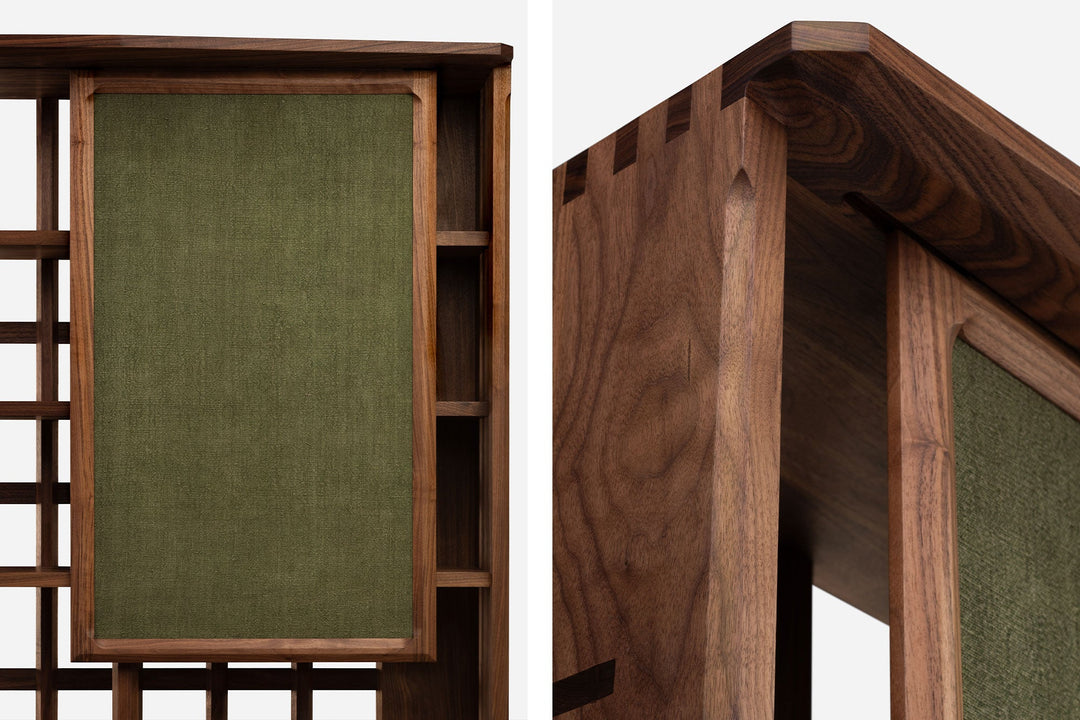 DANISH OILED WALNUT & GREEN FLORES TEXTILE LINEN