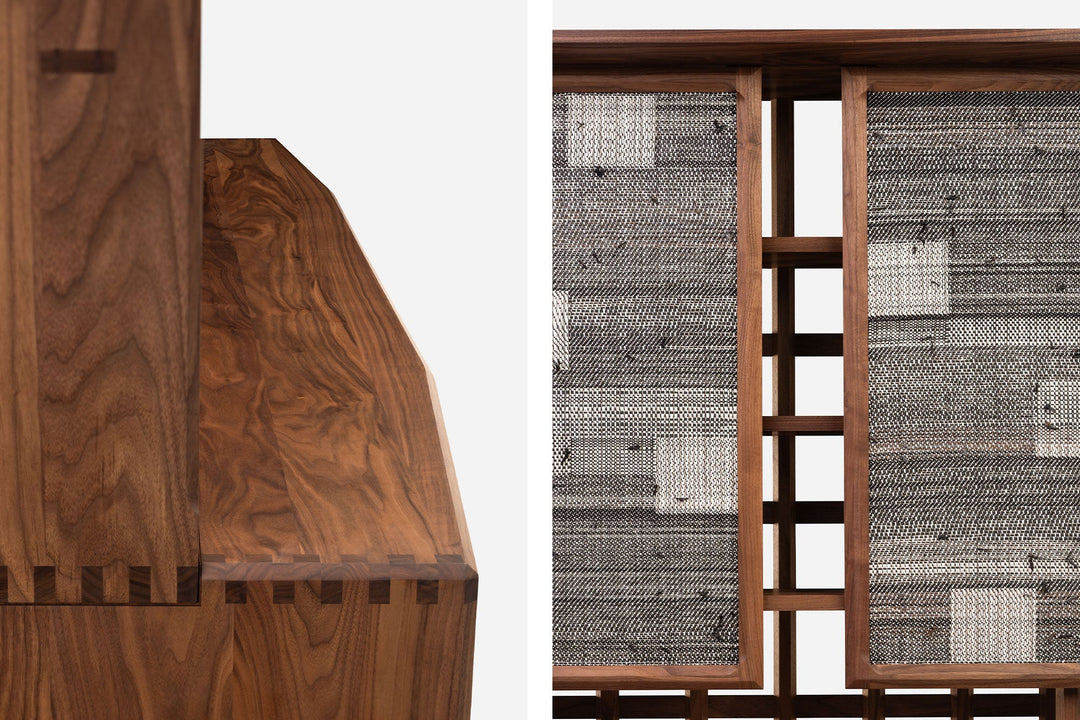 DANISH OILED WALNUT & GREY CERAMIC & CATARINA RICCABONA PANELS (MODEL: LFN)