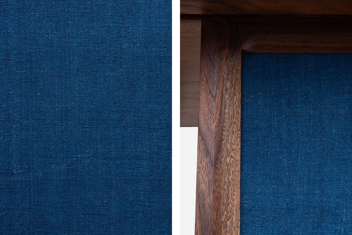 DANISH OILED WALNUT & INDIGO FLORES LINEN TEXTILE