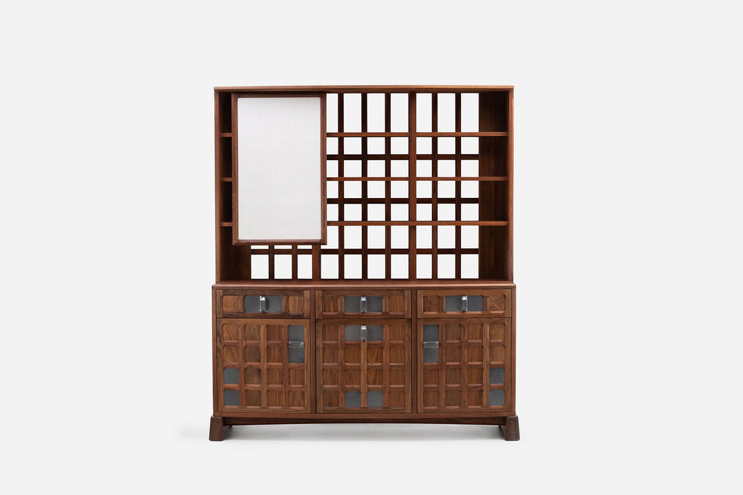 DANISH OILED WALNUT & GREY CERAMIC & NATURAL WHITE FLORES LINEN TEXTILE (MODEL: MF)