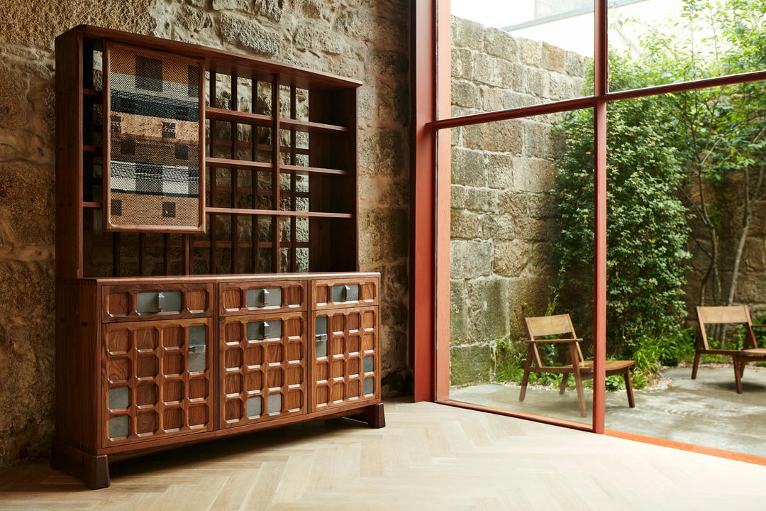 DANISH OILED WALNUT & GREY CERAMIC & CATARINA RICCABONA PANEL (MODEL: MFN)