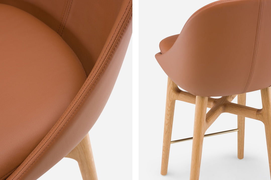 DANISH OILED OAK &amp; BROWN NATURAL GRAIN LEATHER (MODEL: P)