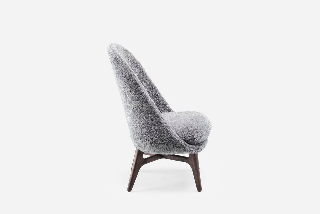 BLACK OILED WALNUT & SCANDINAVIAN GREY CURLY SHEEPSKIN