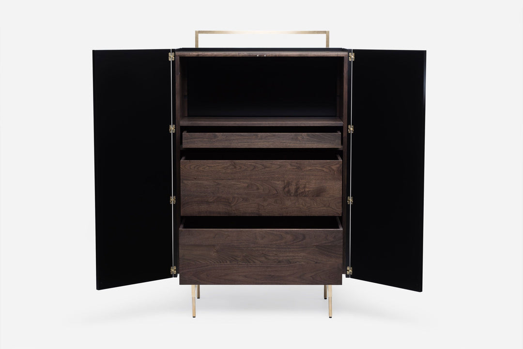 BLACK OILED WALNUT & BLACK GLOSS HDF & BRUSHED BRASS
