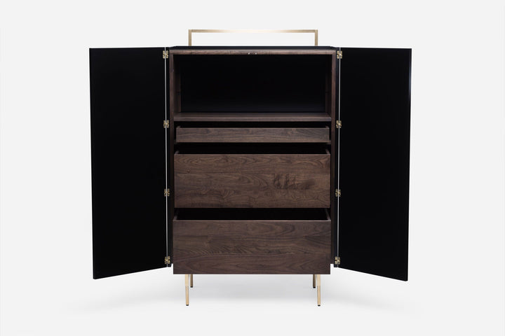 BLACK OILED WALNUT & BLACK GLOSS HDF & BRUSHED BRASS