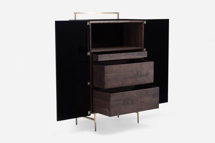 BLACK OILED WALNUT & BLACK GLOSS HDF & BRUSHED BRASS