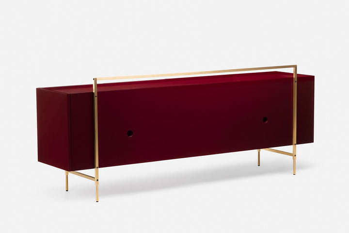 BORDEAUX PAINTED ASH & BORDEAUX GLOSS HDF & BRUSHED BRASS