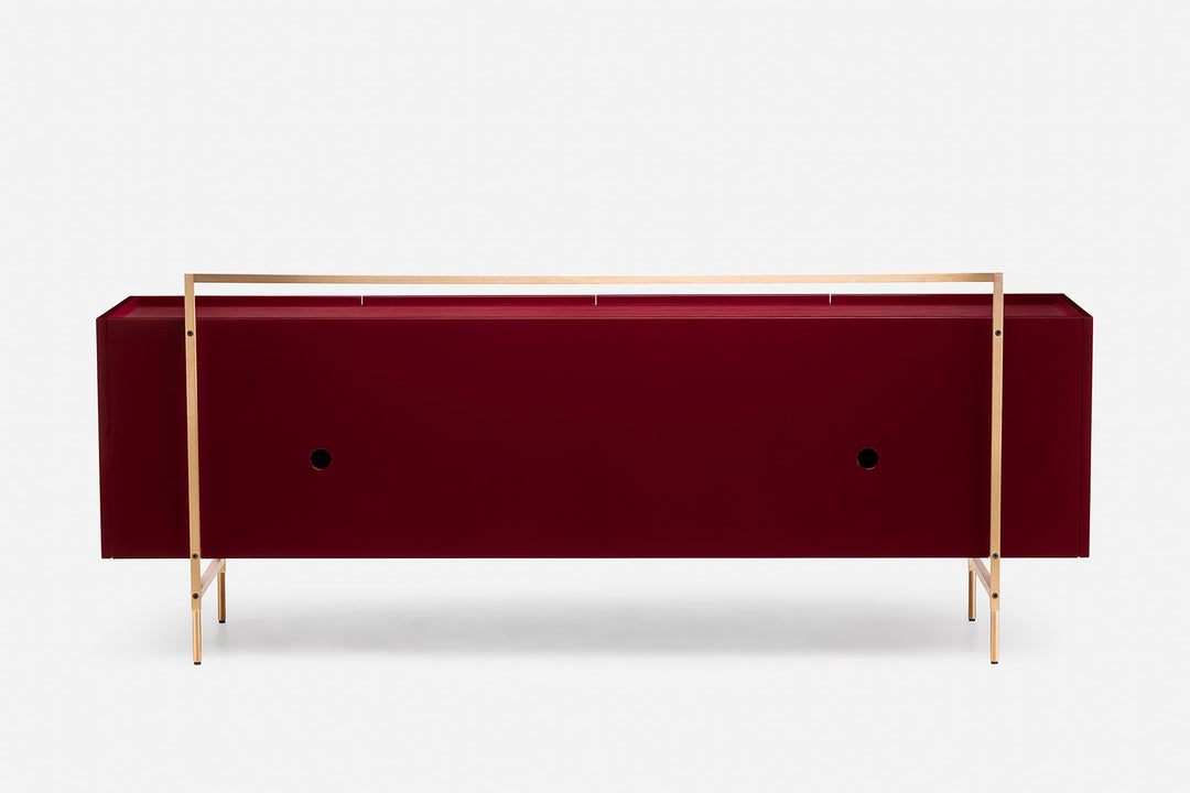 BORDEAUX PAINTED ASH & BORDEAUX GLOSS HDF & BRUSHED BRASS