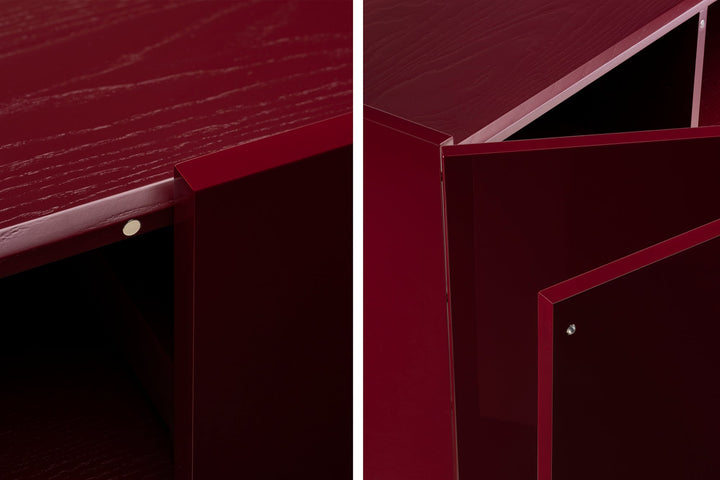 BORDEAUX PAINTED ASH & BORDEAUX GLOSS HDF & BRUSHED BRASS