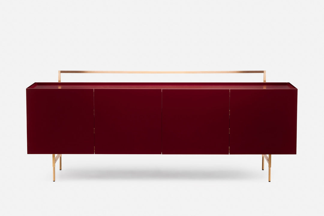 BORDEAUX PAINTED ASH & BORDEAUX GLOSS HDF & BRUSHED BRASS