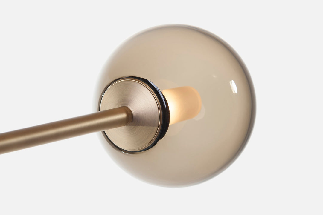 BRUSHED BRASS AND GREY GLASS