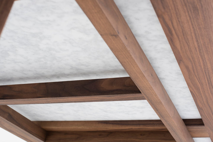 DANISH OILED WALNUT & CARRARA MARBLE & BRUSHED BRASS