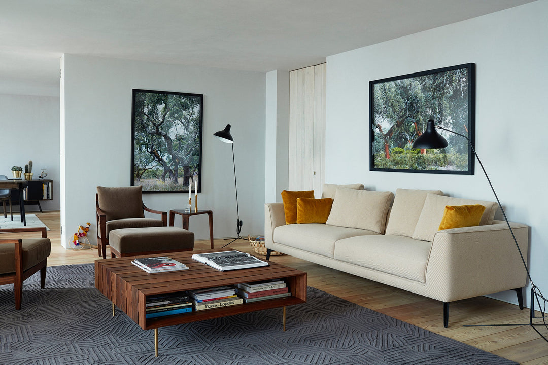 DANISH OILED WALNUT & COM (+ LOW OTTOMAN, HORIZON COFFEE TABLE, MARY'S SIDE TABLE AND MCQUEEN SOFA)