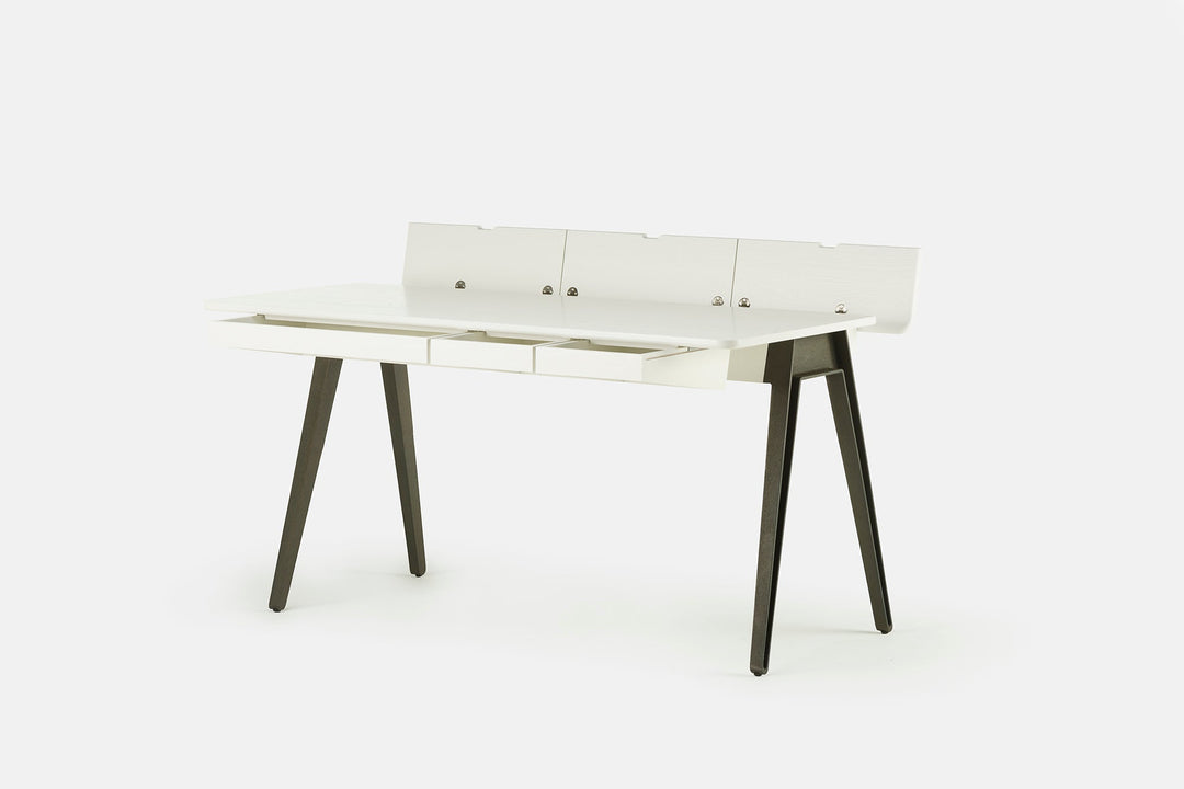 WHITE PAINTED ASH & CAST IRON