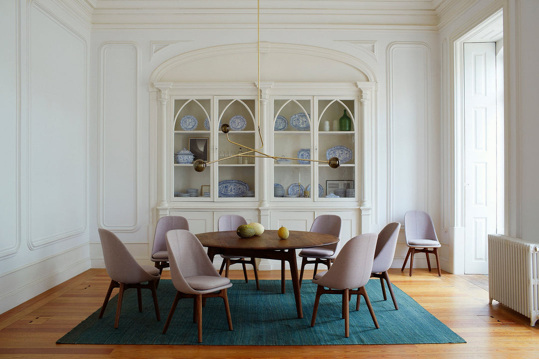 DANISH OILED WALNUT (MODEL: LR + SOLO DINING CHAIR + LATTICE)