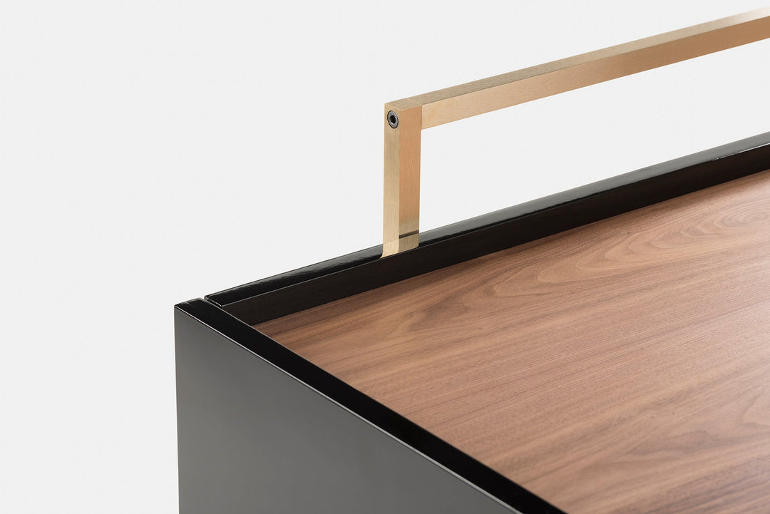 DANISH OILED WALNUT & BLACK GLOSS HDF & BRUSHED BRASS