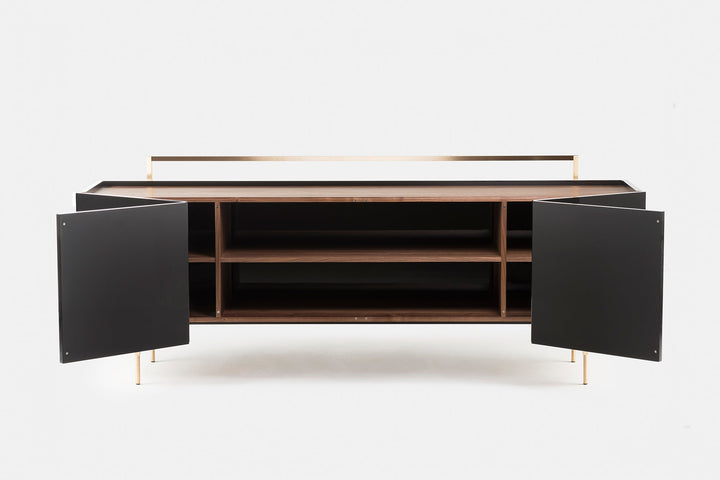 DANISH OILED WALNUT & BLACK GLOSS HDF & BRUSHED BRASS